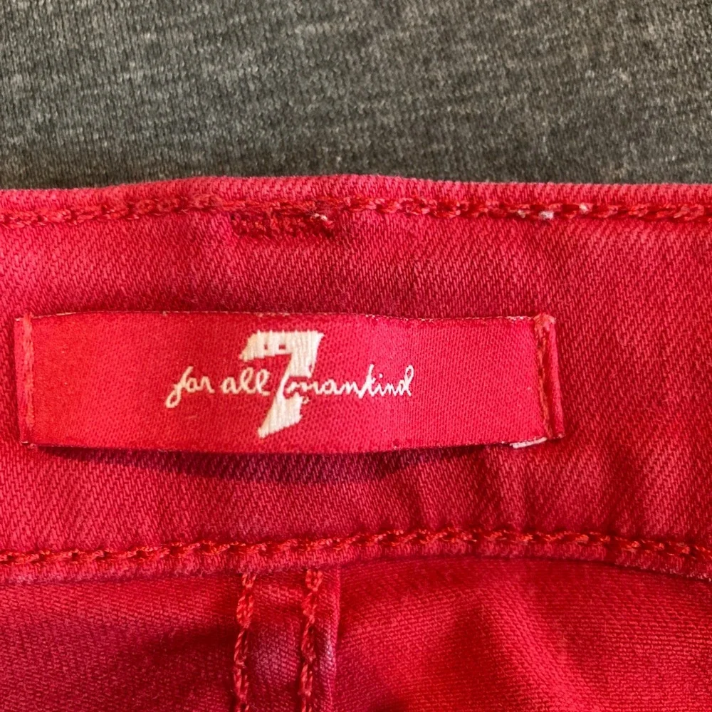 7 For All Mankind Jeans Women 14/27 Skinny Red‎ Stretch Flex Raw Hem AU8150367A